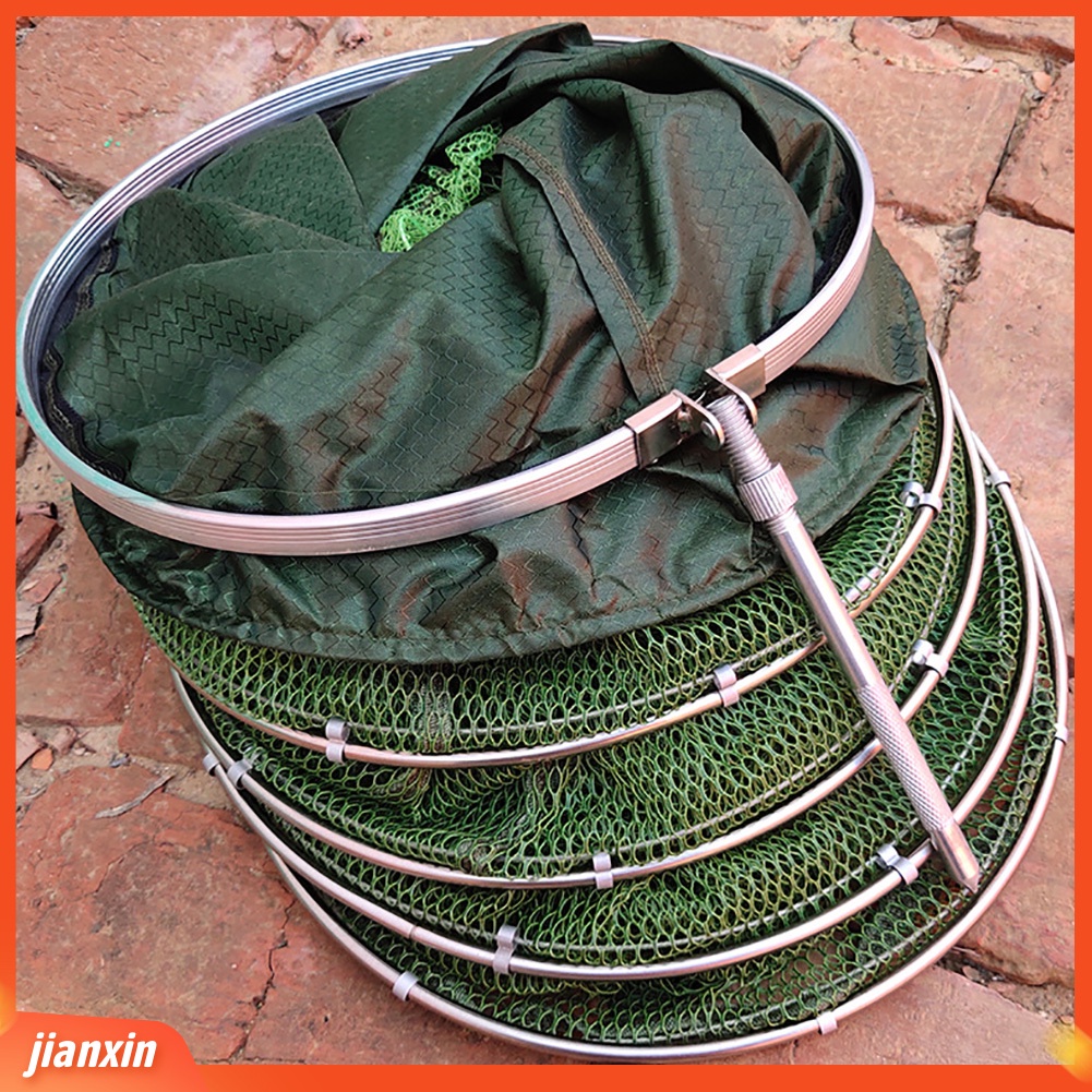 (In Stock) 2m /2.5m Collapsible Nylon Stainless Steel Penangkap Ikan Jaring Perangkap Kandang Pancing Mesh Basket