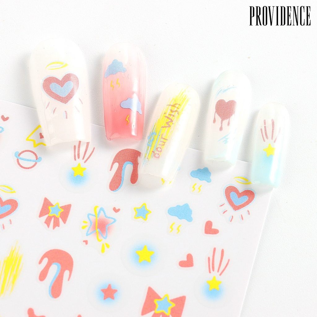 Providence 2lembar Cinta Lucu Jantung Nail Art Stiker Gaya Manis Ultra-Tipis Jantung Decals DIY Manicure Perekat Dekorasi Kuku Perlengkapan Kuku