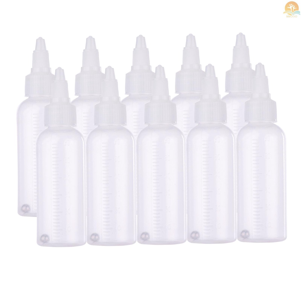 In Stock 10pcs 65ml Botol Penyimpanan Cat Airbrush Toples Botol Remas Plastik Dengan Garis Skala Untuk Airbrush Art &amp; Craft Cat Cairan Lotion