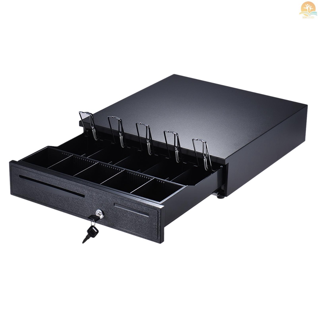 In Stock Heavy Duty Electronic Cash Drawer Box Case Storage 5tagih 5tray Koin Cek Masuk Support Buka Manual Otomatis Key-lock RJ11 Untuk Printer Epson Star POS Mesin Kasir Uang - Coin