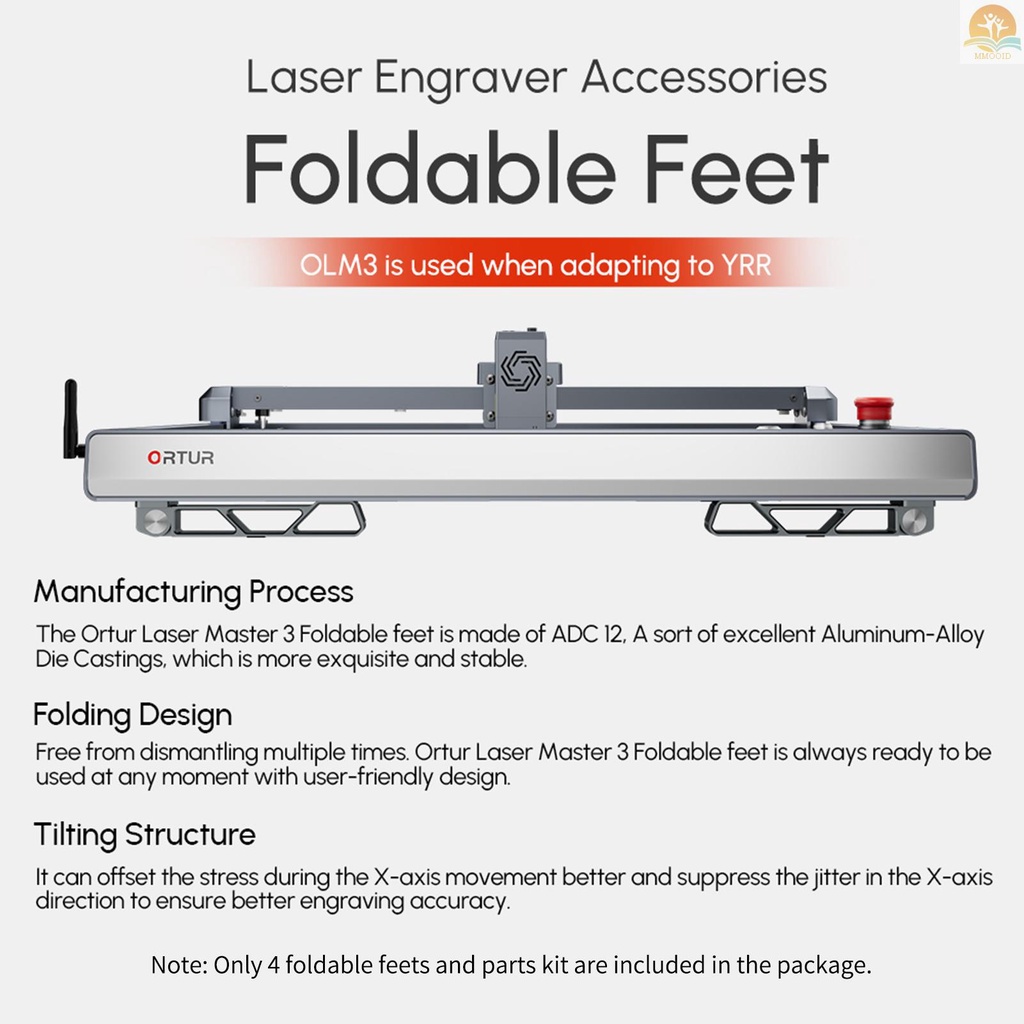 In Stock ORTUR Laser Master 3ukir Aksesori 4PCS FFT1.0 Kaki Lipat Struktur Miring Meningkatkan Tinggi Ukiran Mudah Dipasang