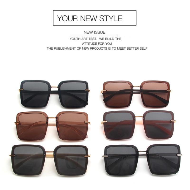 Fashion Oversized Square Sunglasses Untuk Wanita Kacamata Tabir Surya UV Pantai