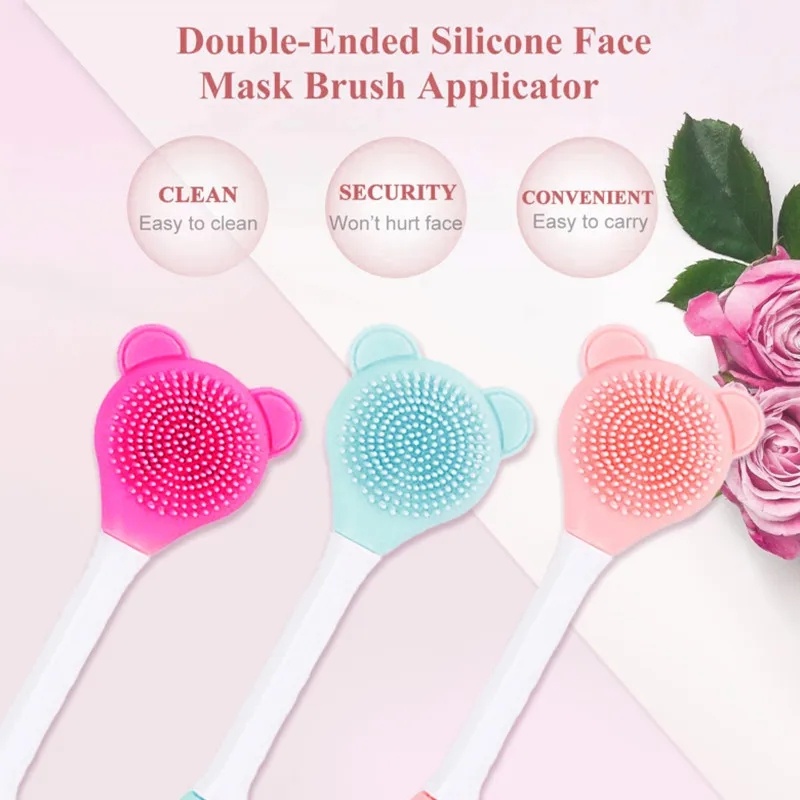 Soft Beauty Women Skin Face Care Makeup Tools/Kuas Masker Wajah/Gel Masker Wajah DIY Double Head Brush/Penggosok Wajah Silikon Pengelupasan/Aplikator Brush Masker Wajah Silikon