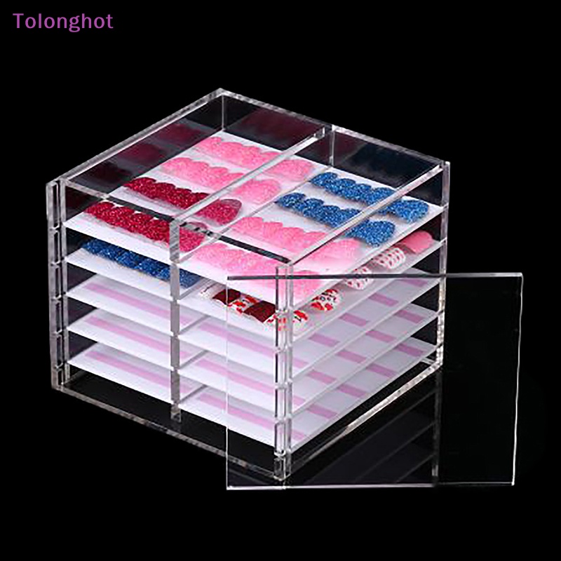 Tolonghot&gt; 5/10lapisan Nail Art Storage Display Box Memakai Armor Transparan Akrilik Kotak Manicure Collector Box Sudah Finishing Packing Kuku Palsu Dengan Baik