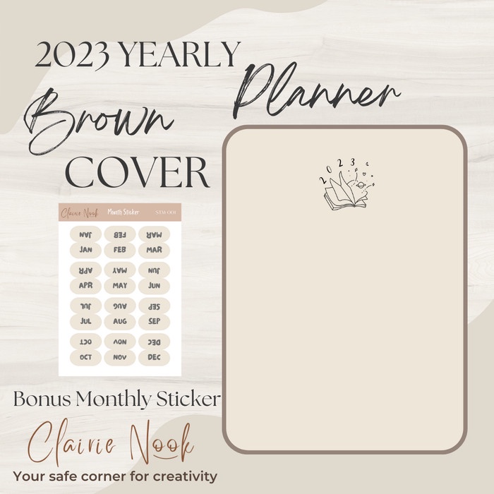 

✨BISA COD✨ -Clairie Nook Yearly Planner 2023 / Jurnal / Journal / Diary Planner - Cokelat