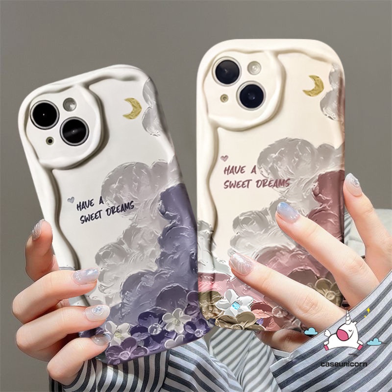 Fashion 3D Wavy Curved Edge Back Cover Case Untuk Infinix Hot8 30i 9 10Lite Hot 10 11 12 30 20 8 9 Play Note 12 G96 12 4G Smart 6Plus 6 7 5 Art Lukisan Cat Minyak Bunga Awan Lembut Sarung