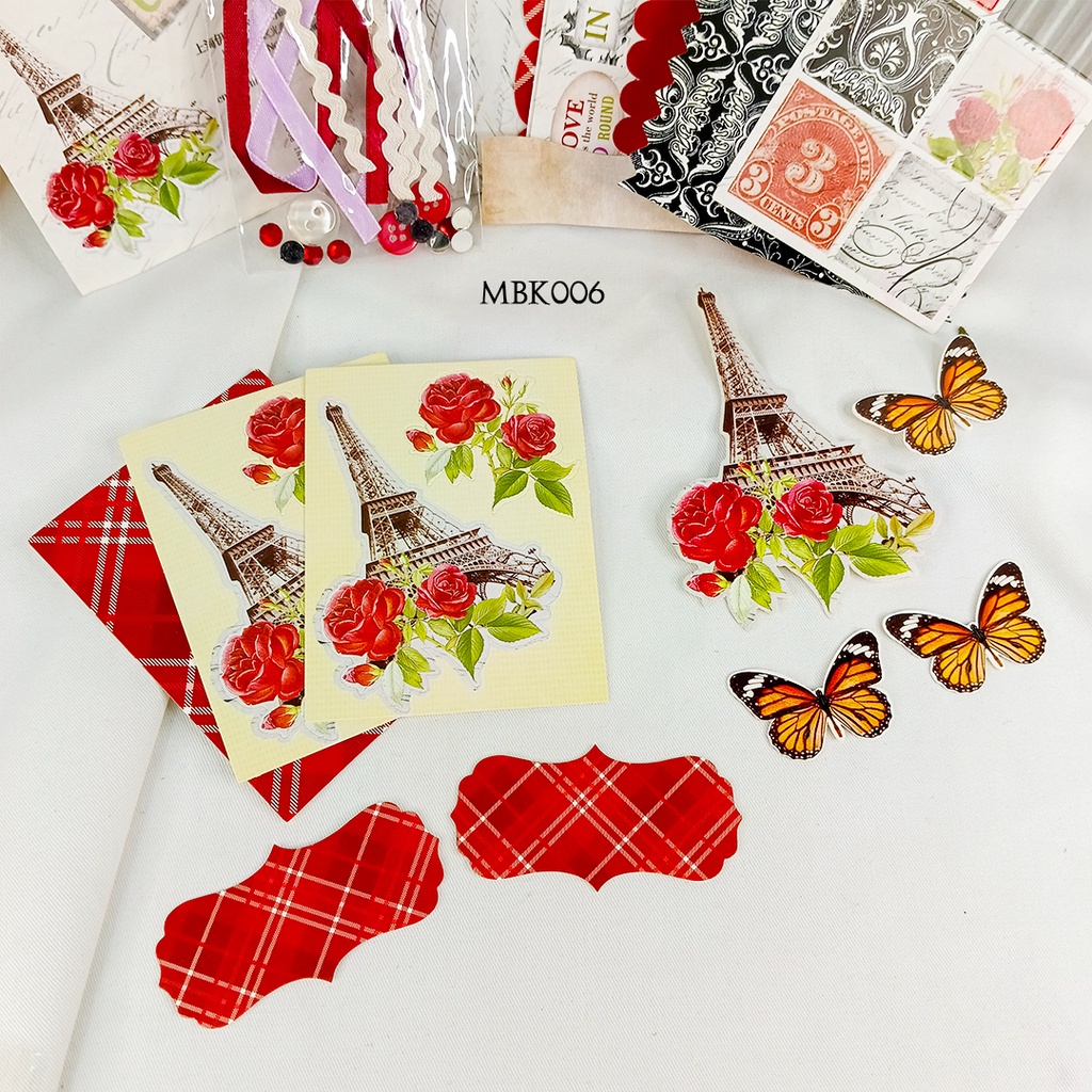 Scrapbook Kit Red Paper DIY Kit MBK006