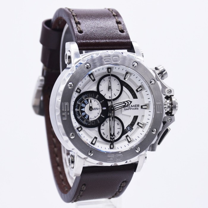 Original 100% Jam Tangan Pria Balmer 7975 B.7975 B-7975MC Brown Silver Kulit Chonograph Sapphire Gar