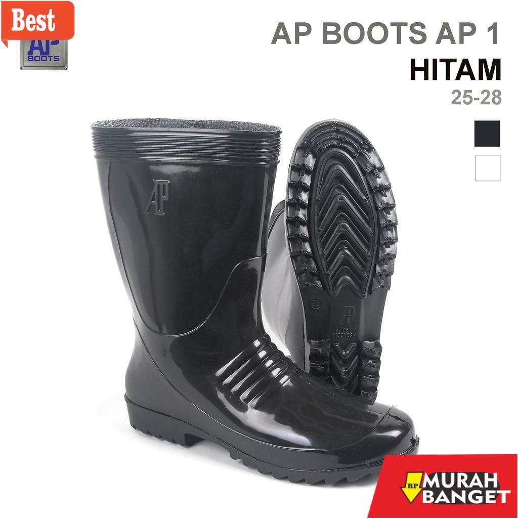 Boot pria terbaru- AP Boots AP 1 Black Hitam Sepatu Boot Pendek Kebun Pabrik Peternakan