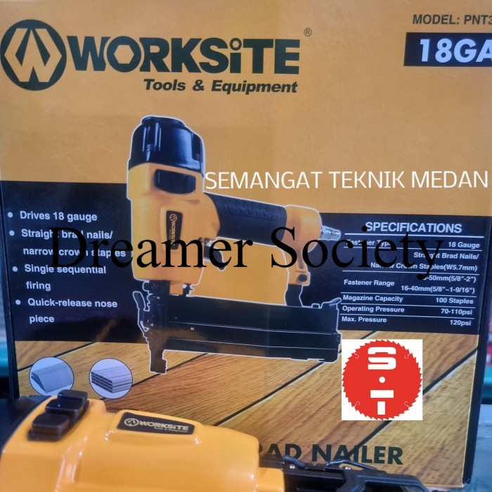

Berkualitas PNT387 AIR NAILER GUN STAPLES ANGIN PNEUMATIC 2in1 GA18 WORKSITE 18GA REQ541