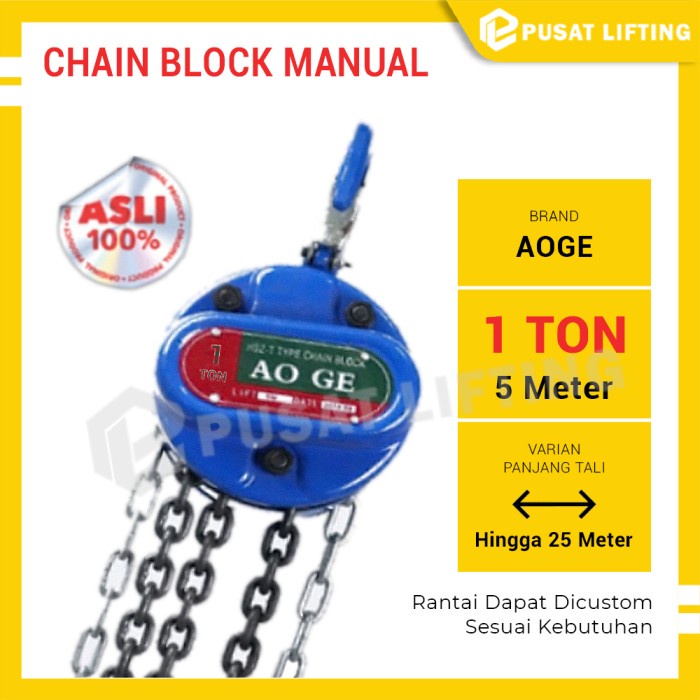 Chain Block MINOWI 1 Ton 5 Meter Takel Katrol Manual