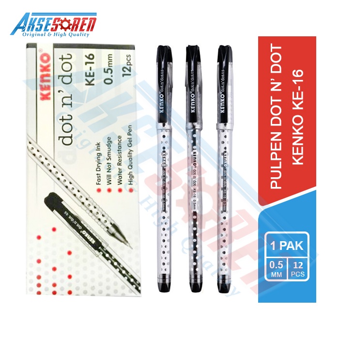 

Pulpen Gel Dot N' Dot Kenko [KE-16/1 Pack] / Pulpen 1 Pack Kenko / Pulpen Gel 1 Pack / Bolpoin Kenko 1 Pak Gel / Bolpoint 1 Pack Murah / Balpen / Pulpen Jel 1 Pak / Pulpen Tinta Hitam [12 Pcs] / Pena 1 Lusin [0.5mm]