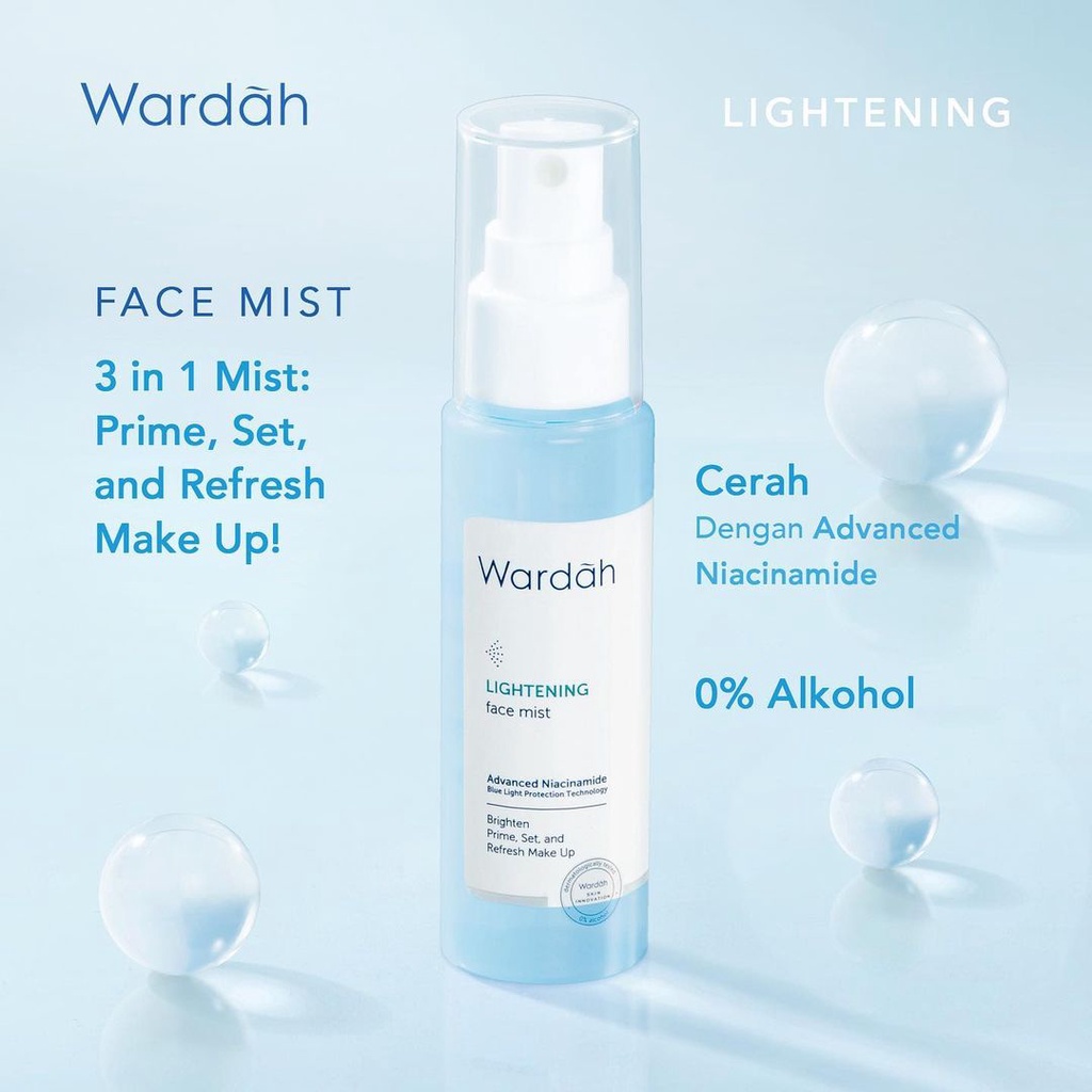 Wardah Lightening Face Mist 60ml - Primer - Setting Spray - Base Make Up - Penyegar Wajah - Skincare
