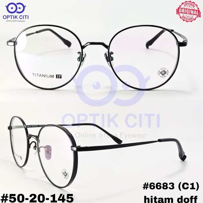 Frame Kacamata Pria Wanita Portable Design 6683 Titanium Original