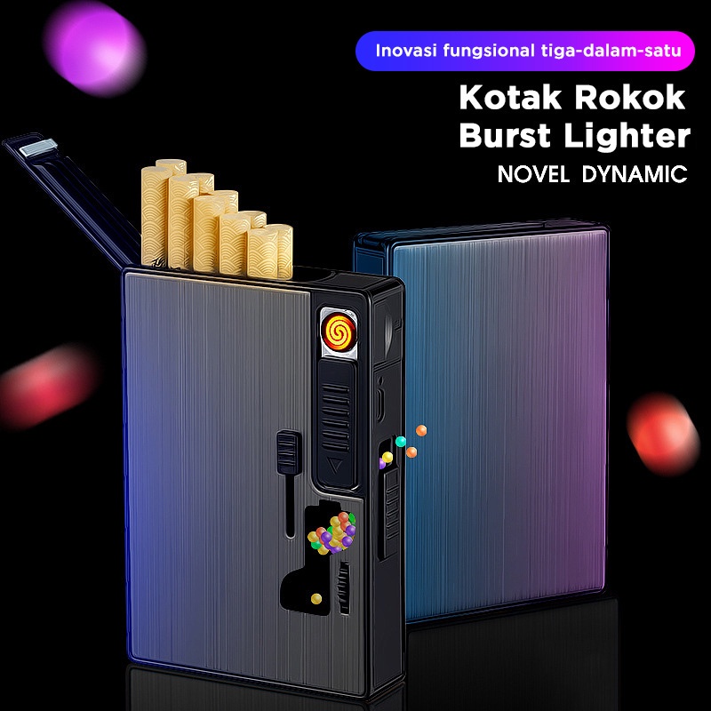 Aden  Kotak Rokok 10 Slot dengan Korek Elektrik