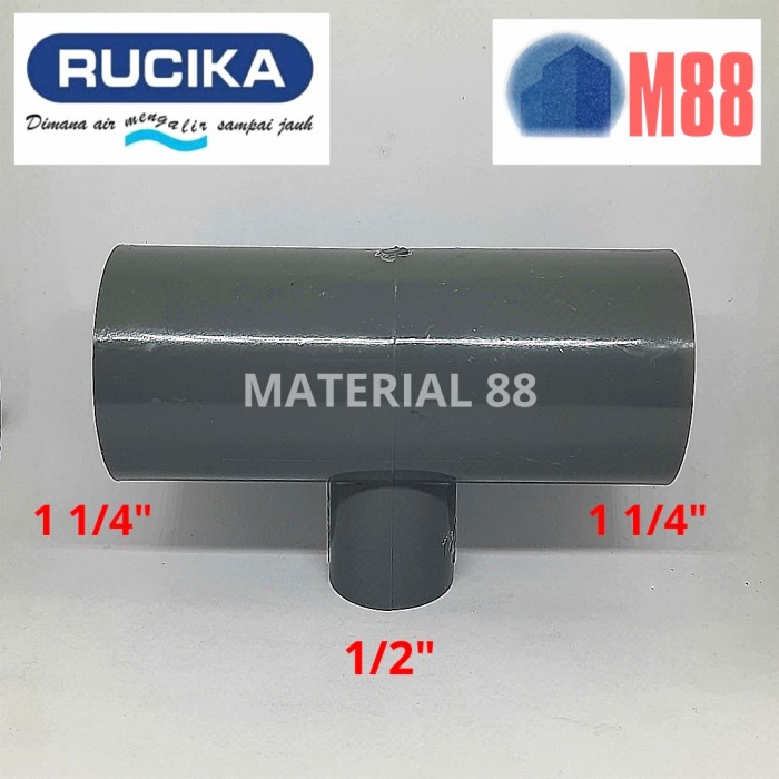 RUCIKA Vlok Tee 1 1/4 x 1/2 inch AW Reducer Te  PVC 1 1/4x1/2  T 1.25 x 0.5