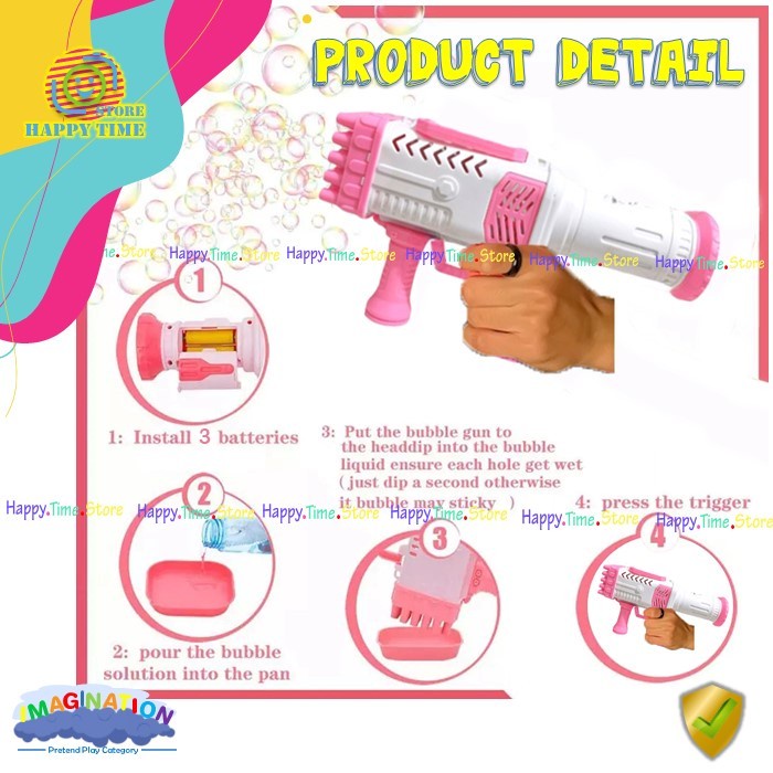 Mainan Anak Buble Gun Bazooka Rocket Launcher Bubble Gelembung Sabun
