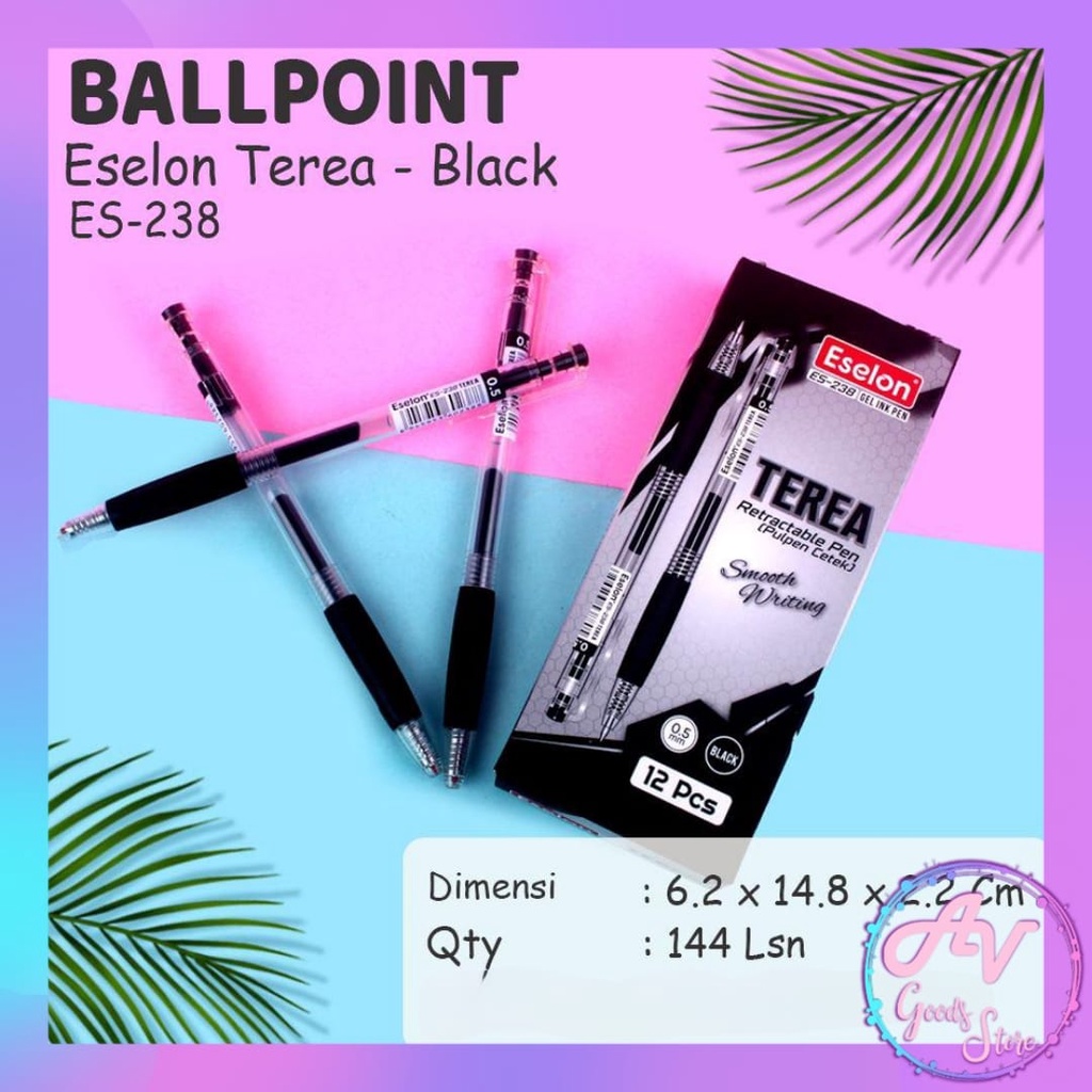 

BALLPOINT GEL CETEK TEREA 0.5mm ES2388 (12pcs) / 1Lusin Pulpen Cetek