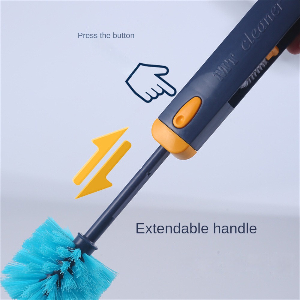 ღ Kreatif 4in1 Cup Brush Batang Teleskopik Cuci Cangkir Sikat Pembersih Gagang Panjang Kesenjangan Sikat Termos Tutup Cangkir Sikat Rotary rumah Silikon Cleaning Alat