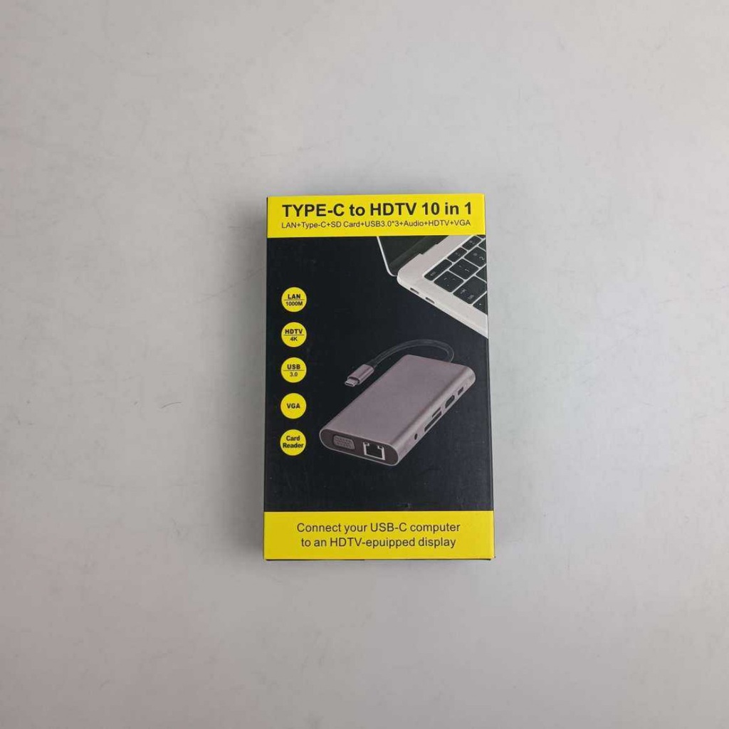 Konverter Adapter USB Type C to 10 Slot HDMI VGA USB 3.0 RJ45 Card Reader