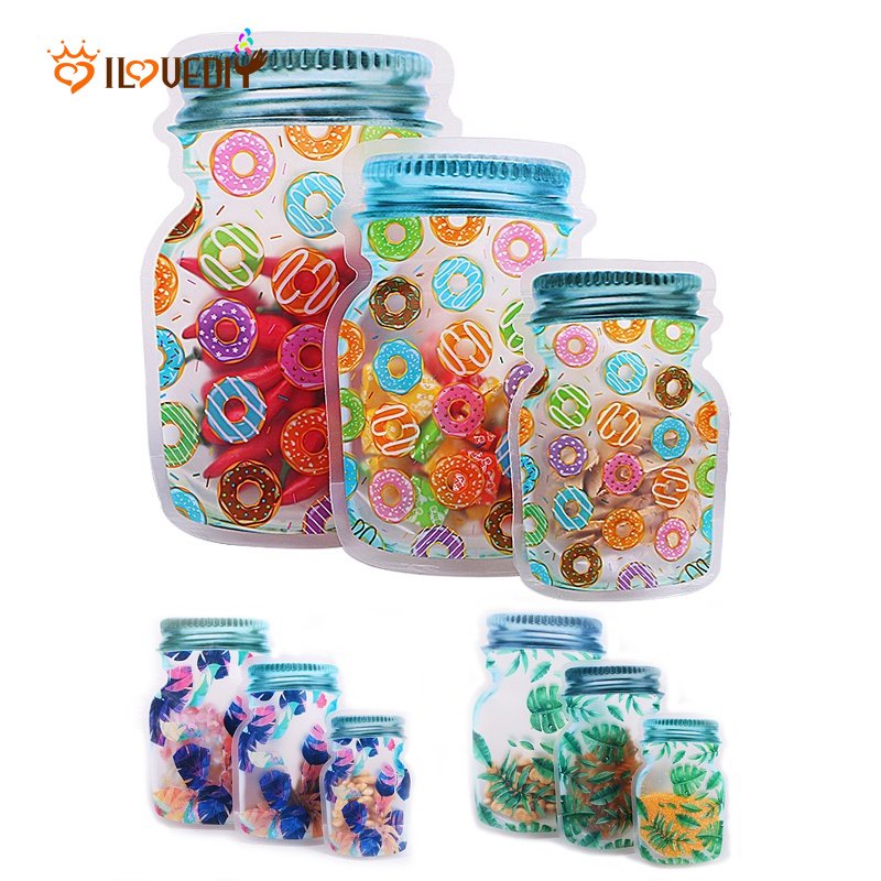 Hot Sale/Reusable Mason Jar Portable Zipper Bags/Kulkas Organizer Makanan Snack Kedap Udara Seal Food Bag/Travel Camping Ziplock Bag Untuk Permen Biskuit Bumbu Organizer