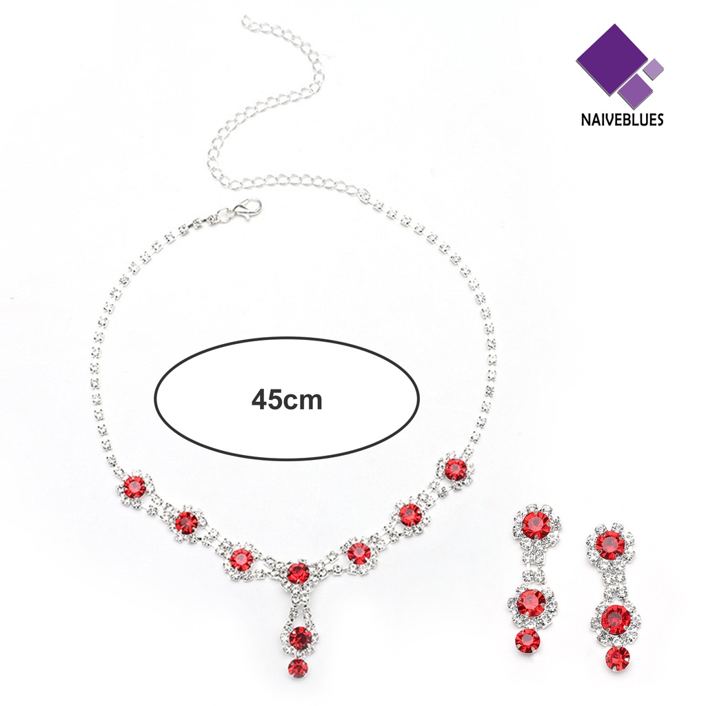 Naiveblue &gt; 1set Perhiasan Wanita Temperamen Elegan Bersinar Berkilau Rantai Hias Hadiah Berlian Imitasi Perhiasan Fashion