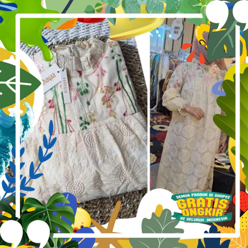 Dress Athaya / Gamis Athaya original / dress busui / dress kekinian / Gamis katun Triset Premium / D