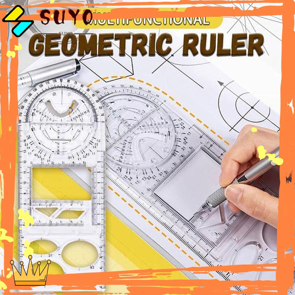 Suyo Penggaris Geometris Multifungsi Plastik Arsitek Supply Rotatable Primer Drawing Ruler