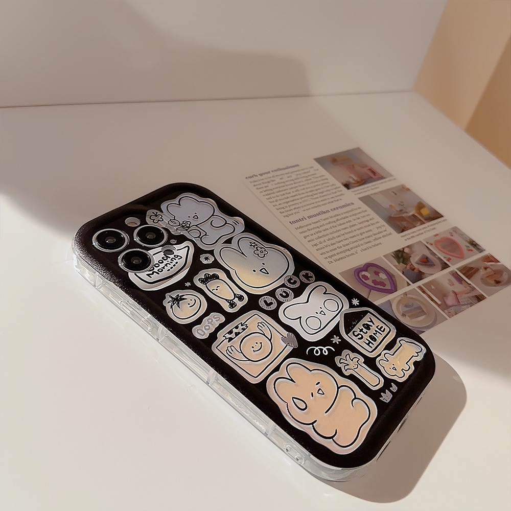 IPHONE Casing Silikon Kartun Kelinci Keringat Lucu Dengan Kartu Laser Untuk Iphone14 11 12 13 PRO MAX Casing Cover Pelindung AT0129