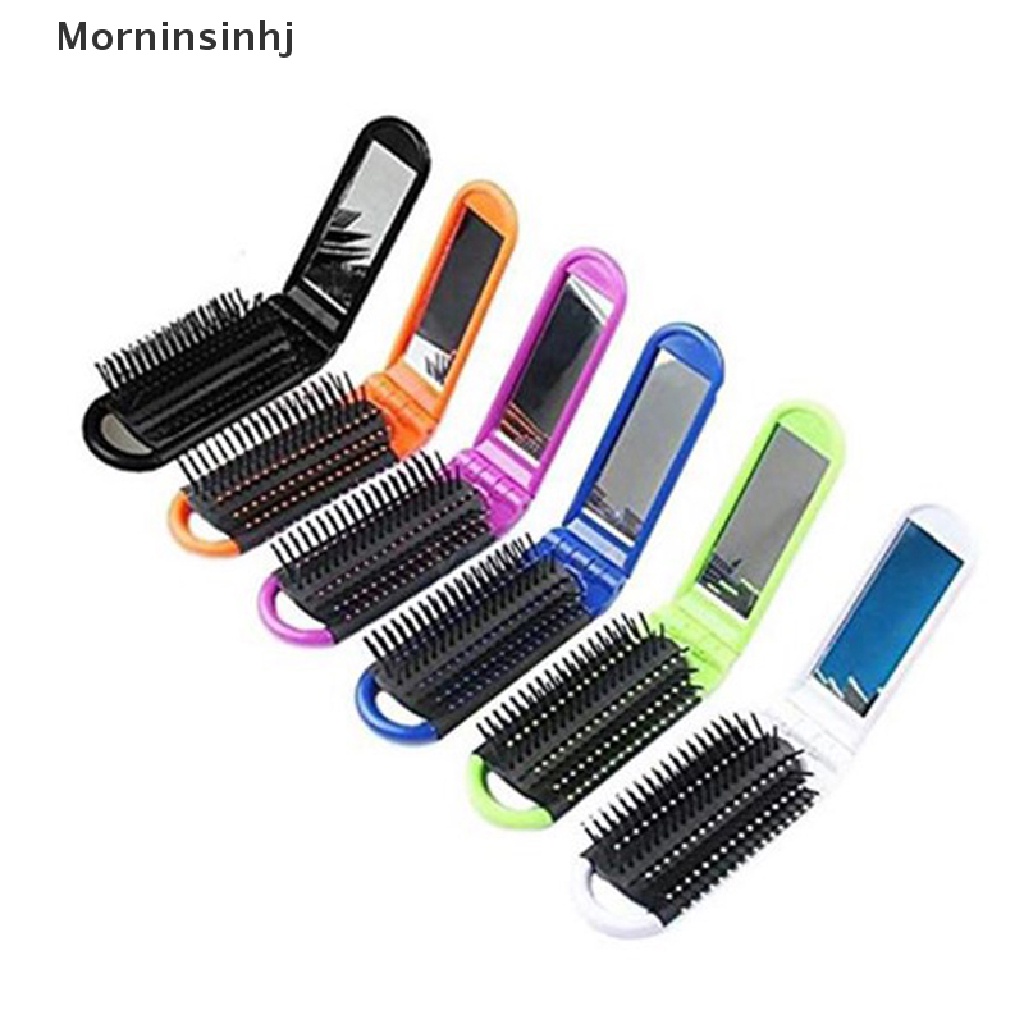 Mornin Sisir Rambut Travel Profesional Portable Sikat Rambut Lipat &amp; Cermin Compact Comb id