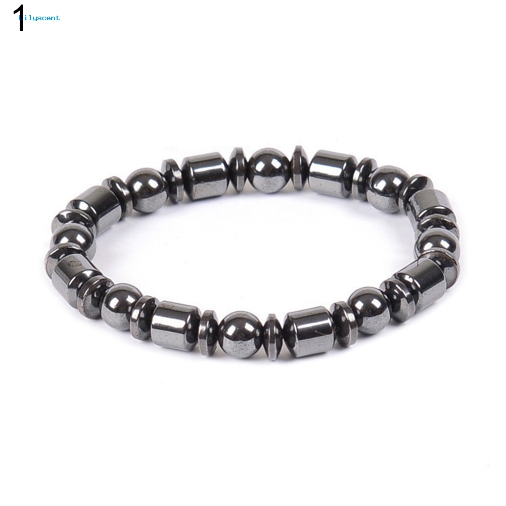 Lilyscent Biomagnetic Multi-shaped Black Hematite Stone Gelang Magnet Kesehatan Penurunan Berat Badan