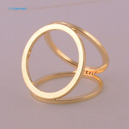 Lilyscent Hot Fashion Berlapis Emas Tiga Cincin Syal Sutra Gesper Klip Bros Pin Hadiah