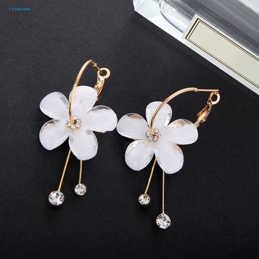 Lilyscent 1pasang Anting Menjuntai Elegan Untuk Perjamuan Wanita Anting Menjuntai Kelopak Fashionable