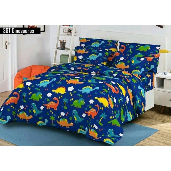 Seprai/ Sprei Murah Terbaru Motif 3D Bonita Karakter Dinosaurus Biru Ukuran 180x200 / Seprai Anak Uk