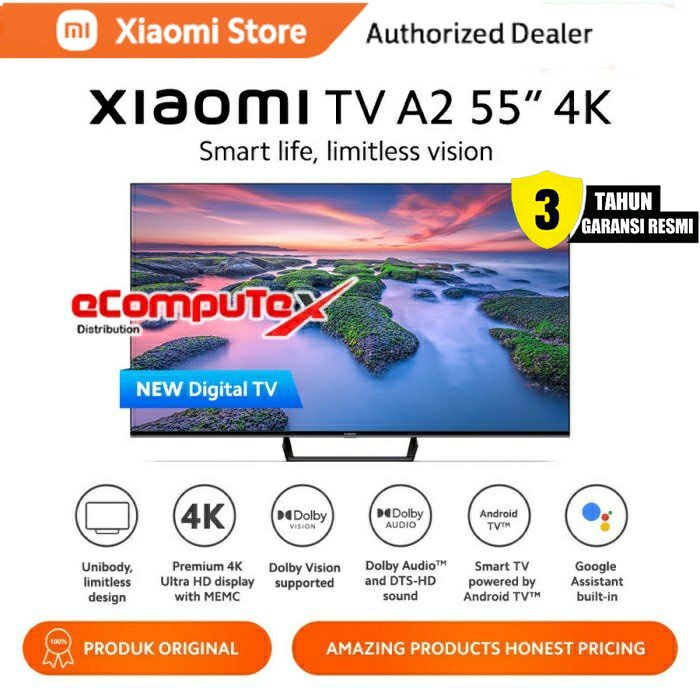 XIAOMI TV A2 / A 2 55 INCH 4K UHD DIGITAL TV SMART ANDROID - GARANSI RESMI