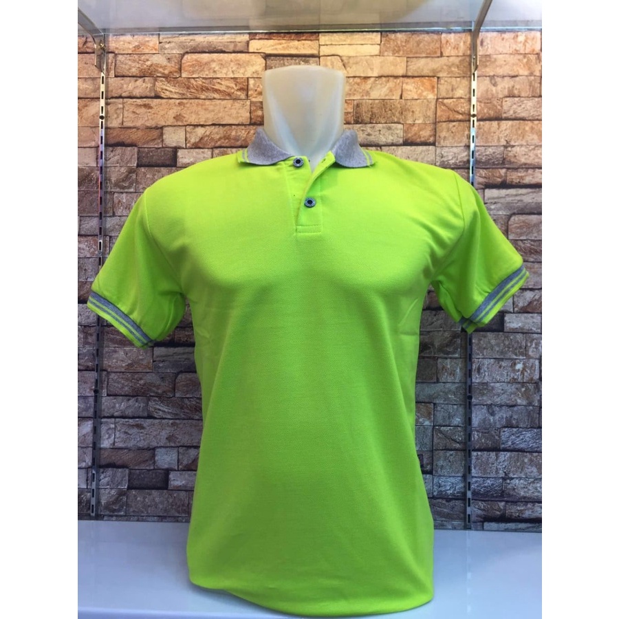 Kaos polo List Hijau Stabilo / kaos kerah list Hijau Terang / Polo Polos Hijau Stabilo  / Polo Polos