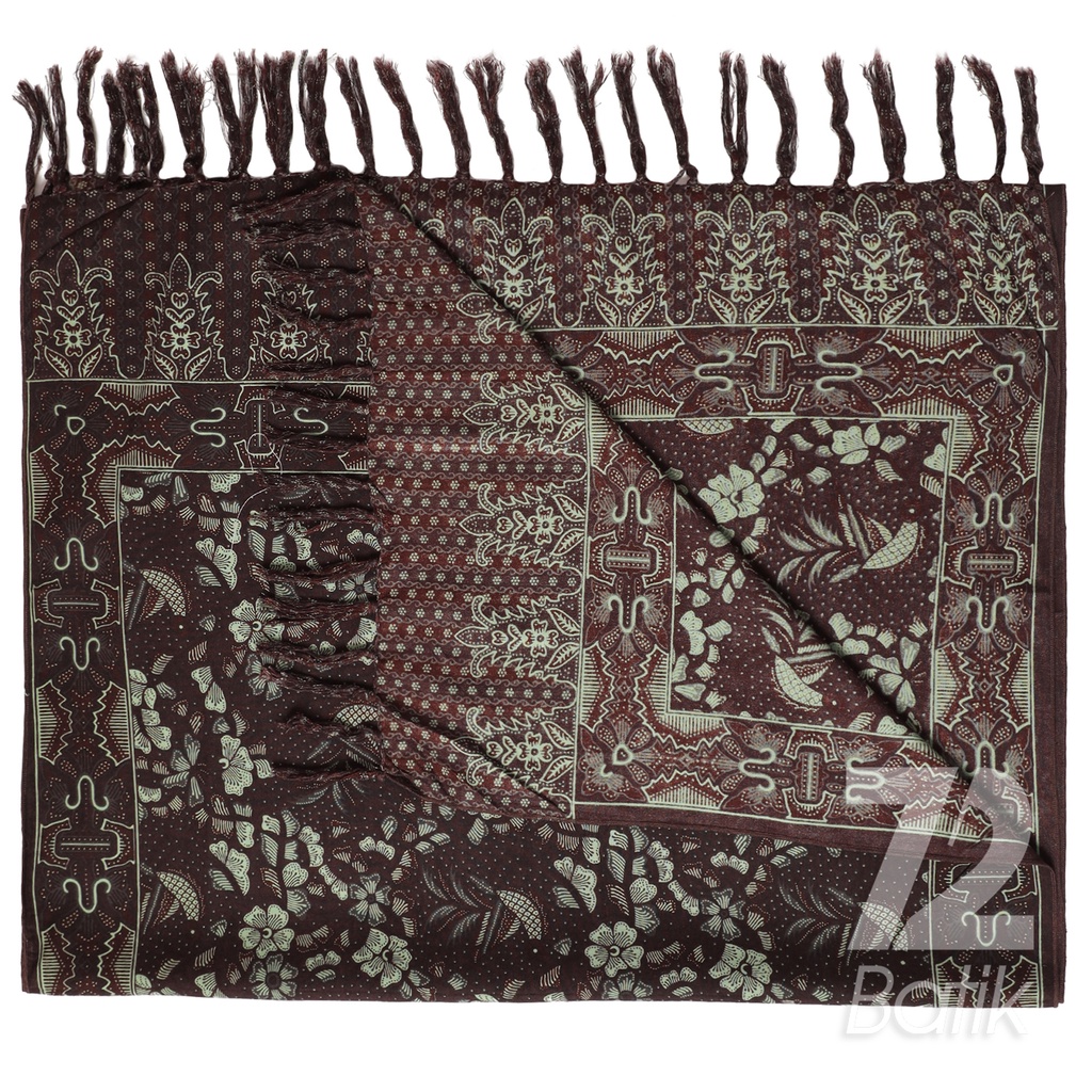 SYAL BATIK SCARFT Premium Motif Burung Gelatik Warna Hitam 723340 Cap 72