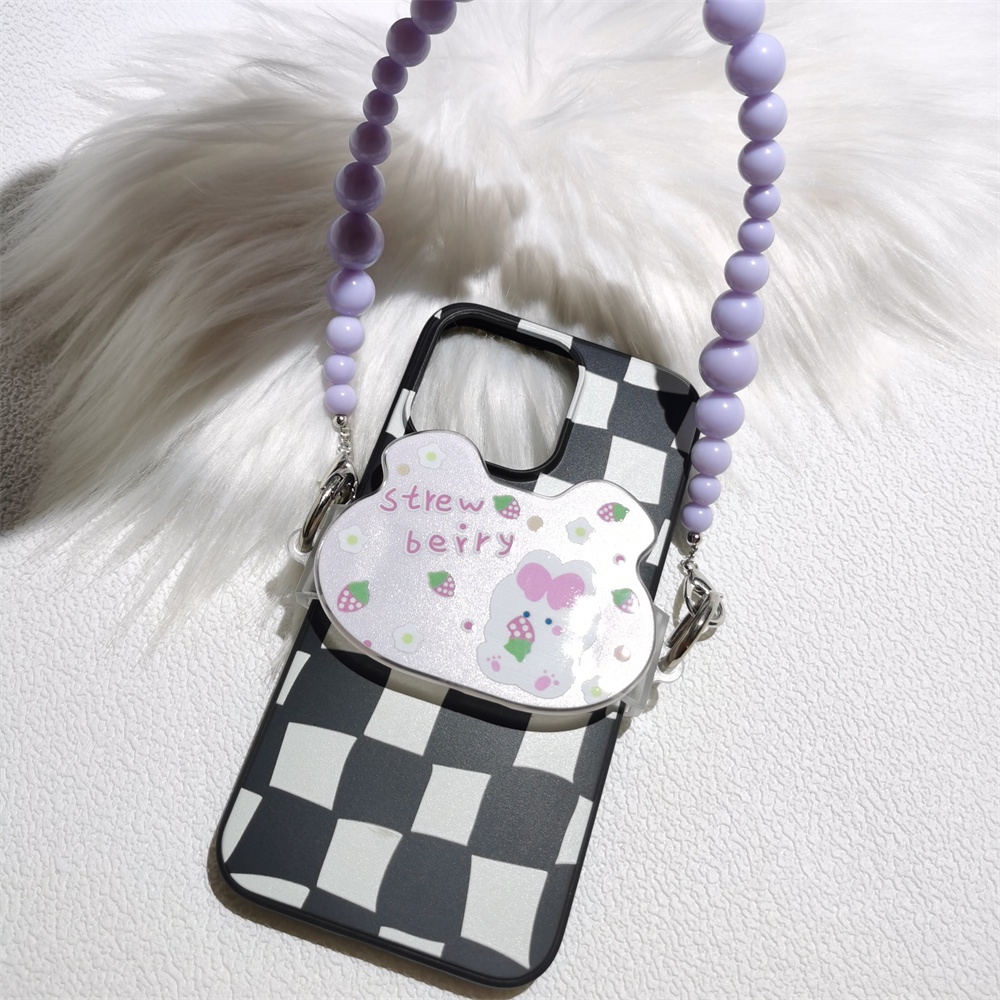 Perak Merah Muda Ungu Gantungan Kunci Rantai Ponsel Anti Hilang Lembut Tembikar Tali Tali Lanyard Manik-Manik Akrilik Warna-Warni Kasus Ponsel