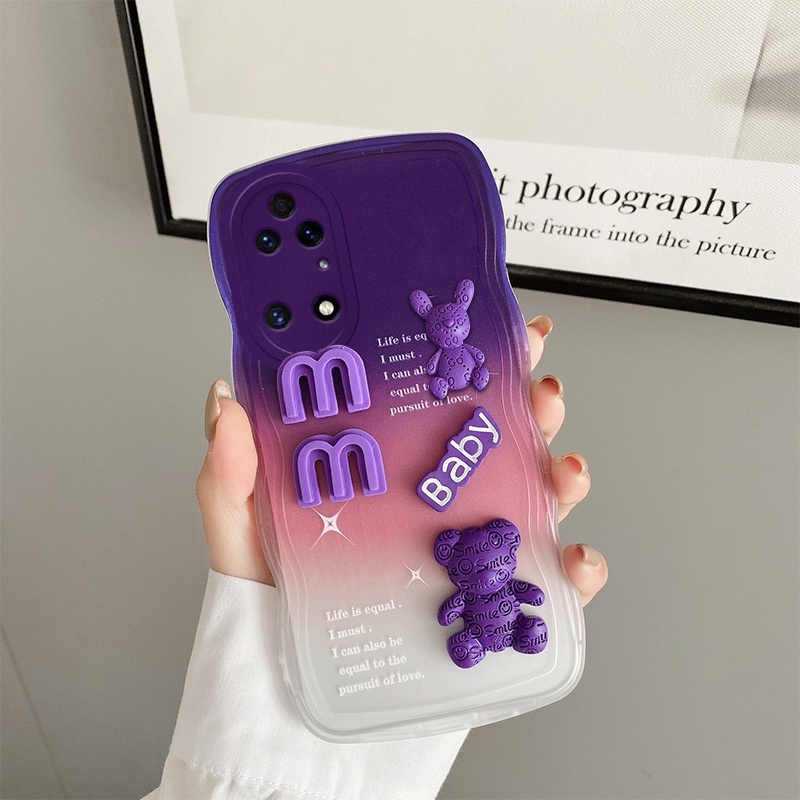 Andyh Casing Ponsel Untuk Huawei P30 Pro P40 Pro P50 Pro Phone Case 3D Alphabet Bear Pelindung Kamera Pelindung Penutup Belakang Couple Case