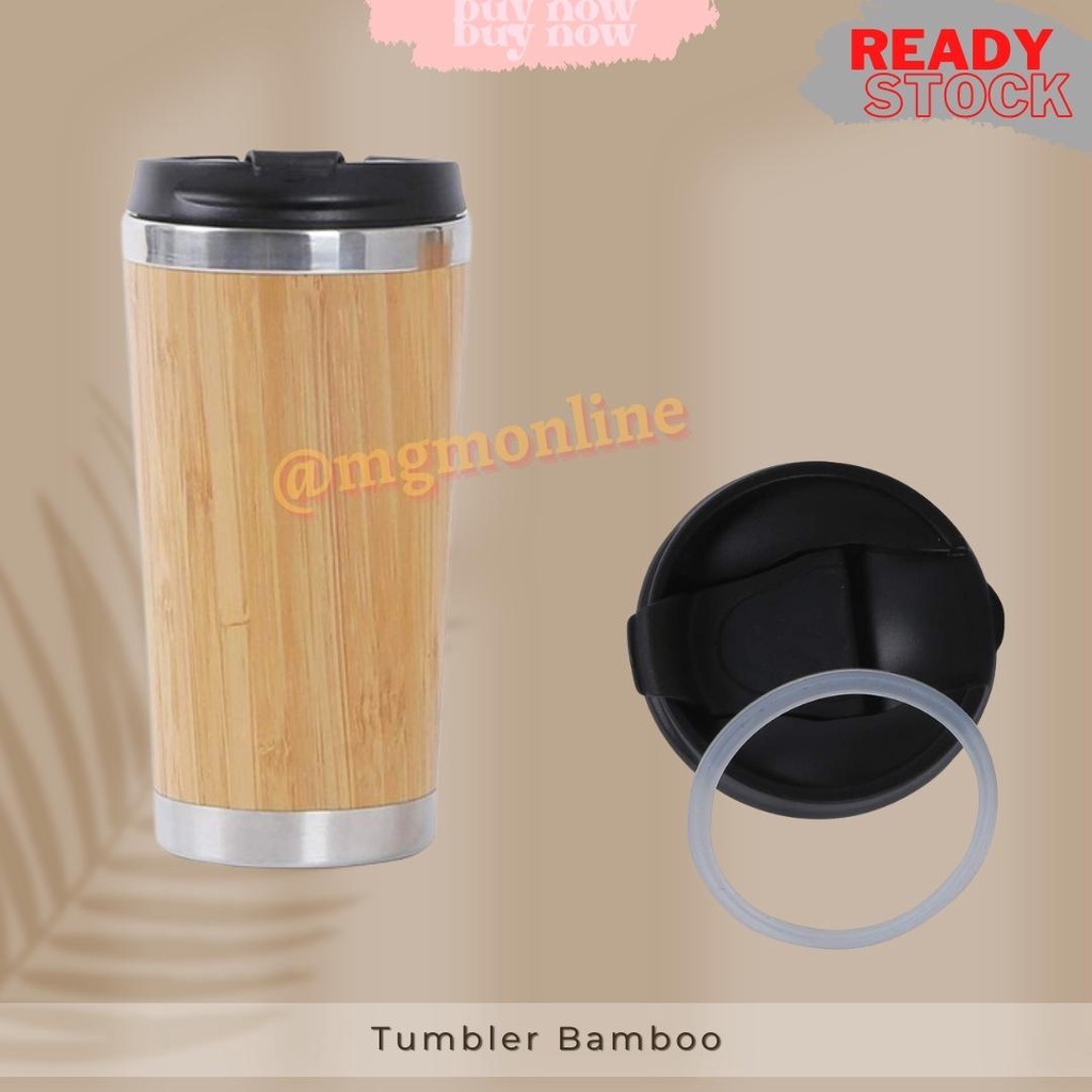 Tumbler Cosmo stainless bamboo 4500ml botol air bambu vaccum flask