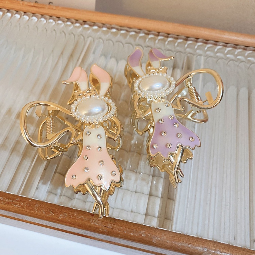 Berlian Mutiara Jepit Rambut Kartun Kelinci Rambut Klip Fashion Sederhana Hiu Klip Wanita Aksesoris Rambut