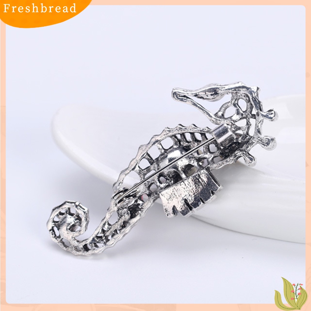 &lt; Freshbread &gt; Wanita Berongga Kuda Laut Hewan Kristal Imitasi Bros Pin Lencana Korsase Lapel Perhiasan