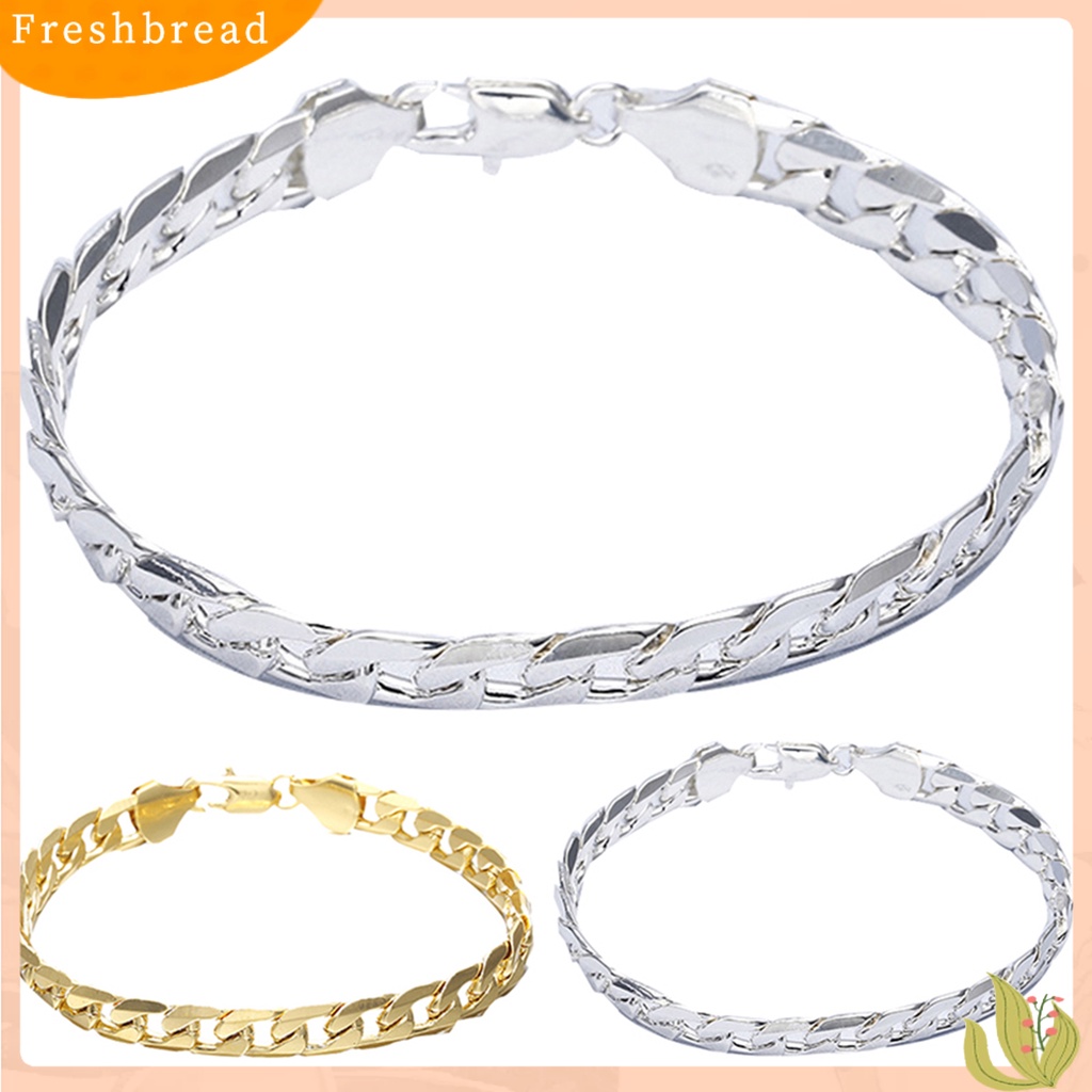 &lt; Freshbread &gt; Gelang Rantai Glossy Susah Tarnish Gaya Hip Hop Cuban Chain Bracelet Untuk Hadiah