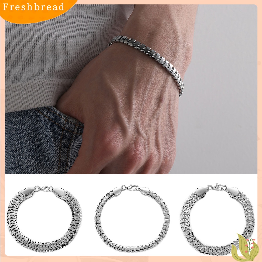 &lt; Freshbread &gt; Pria Gelang Warna Solid Sederhana Stainless Bland Lobster Klip Permukaan Halus Keren Bentuk Sisik Ular Anti Karat Pria Bangle Pakaian Sehari-Hari Perhiasan