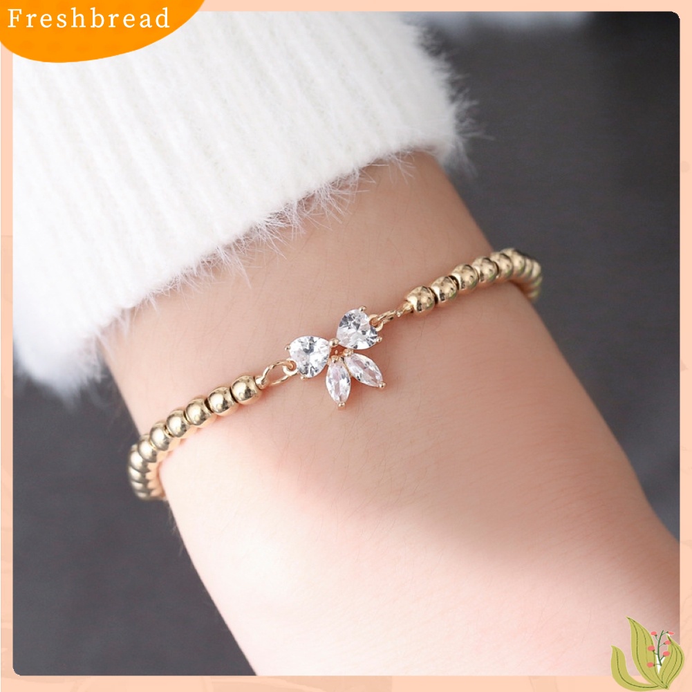 &lt; Freshbread &gt; Wanita Fashion Adjustable Cubic Zirconia Bow-Knot Design Gelang Perhiasan Hadiah