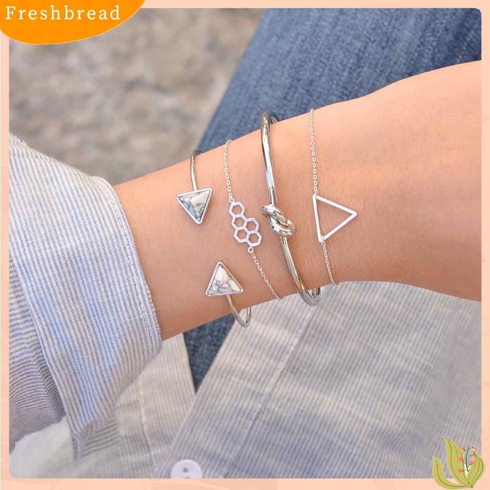 &lt; Freshbread &gt; Multi Layers Jewelry Honeycomb Triangle Knot Bracelet Adjustable Open Bangle