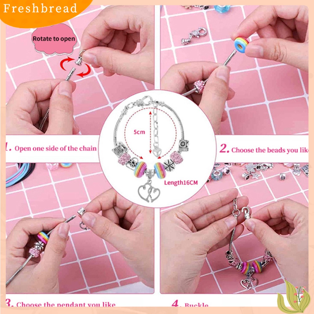 &lt; Freshbread &gt; 1kotak Gelang Manik-Manik Bersinar Good-looking Indah Indah Hadiah Halus Paduan Anak Gelang Handmade DIY Set Manik-Manik Lubang Besar Untuk Perempuan