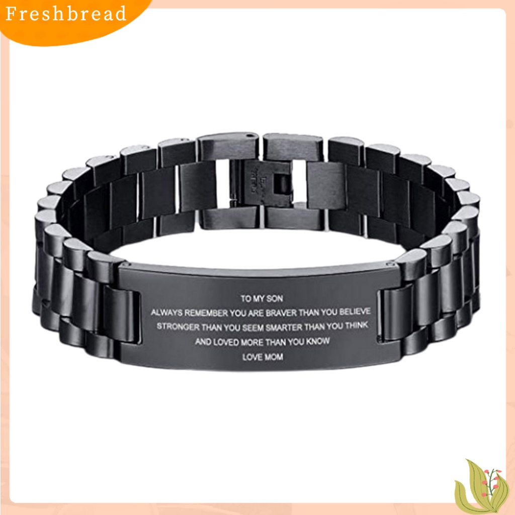 &lt; Freshbread &gt; Pria Huruf Ukiran Fashion Gelang Cowok Baja Titanium Bangle Perhiasan Hadiah