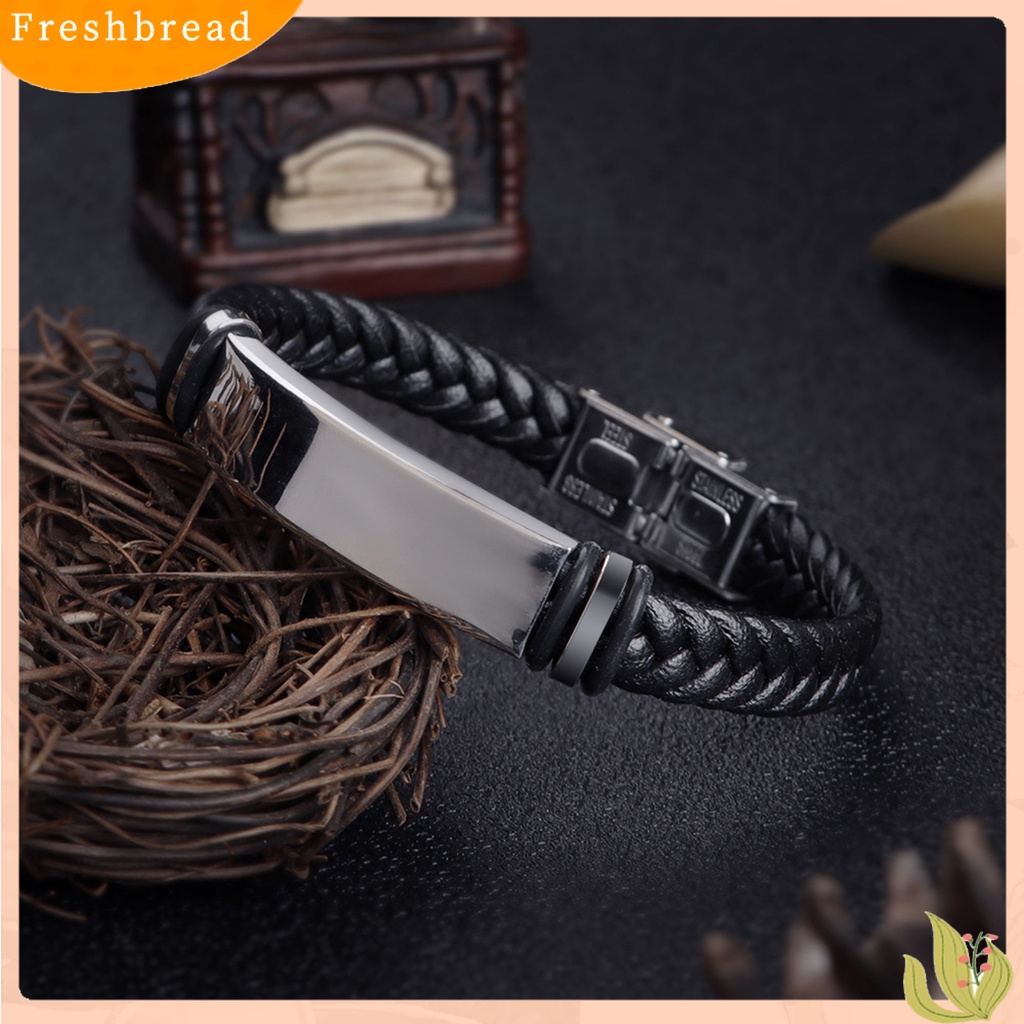 &lt; Freshbread &gt; Pria Gelang Pengerjaan Halus Gaya Rekreasi Dikepang Minimalis Adjustable Gesper Menghias Tahan Luntur Dikepang Faux Leather Bracelet Untuk Pakaian Sehari-Hari