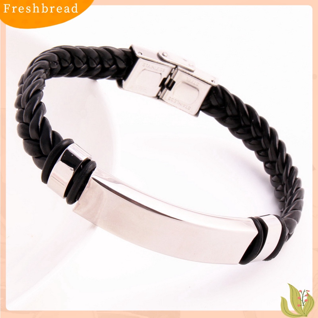 &lt; Freshbread &gt; Pria Gelang Pengerjaan Halus Gaya Rekreasi Dikepang Minimalis Adjustable Gesper Menghias Tahan Luntur Dikepang Faux Leather Bracelet Untuk Pakaian Sehari-Hari